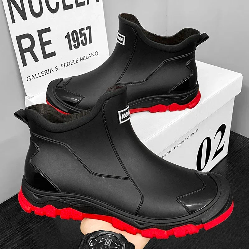 Waterproof Cross-Border Men's Rain Shoes Fashionable Short Socks Thickened Warm Rubber Work Anti-Slip Fishing Kitchen Rain Boots