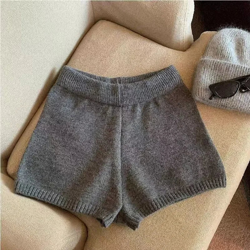 Women High Waist A-Line Shorts Thin Knit Sports Shorts For Women Casual Running Slim Bodycon Trousers 2025 Autumn Winter