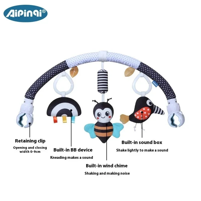 Baby Stroller Hanging Toy - Musical Mobile Attachment for Cribs Prams, In-Stock Clip-On Entertainer with Soothing Chimes