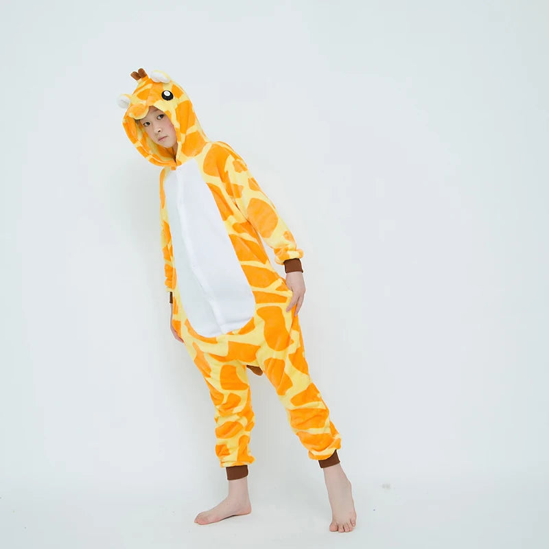 Girls Boys Cartoon Onesies Kids Children Cute Giraffe Animal Pajamas Kigurumi Cosplay Costumes For Christmas Halloween Party