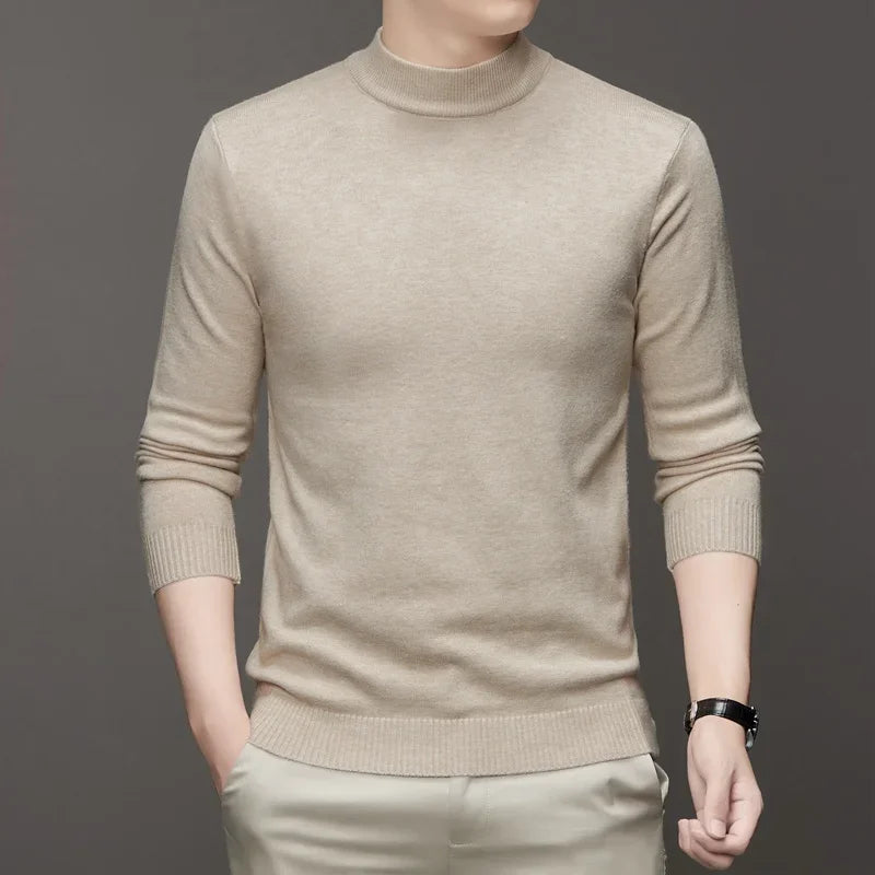 Men's Mock Turtleneck Sweater Men's Knitting Pullovers Rollneck Sweater Winter Warm Men Jumper Slim Fit Casual Streetwear