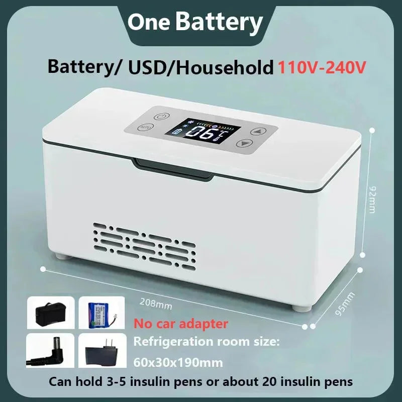 110-240V Portable Insulin Small Refrigerator 0-18℃ Refrigeration USB Rechargeable 12V 24V Car For Home Use WIth A Battery