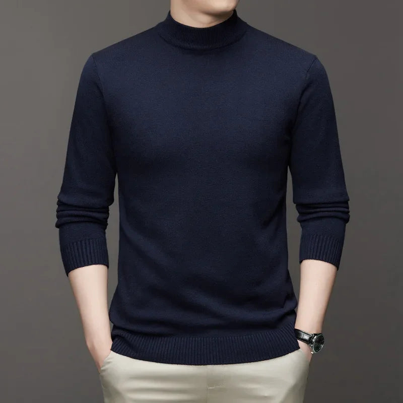 Men's Mock Turtleneck Sweater Men's Knitting Pullovers Rollneck Sweater Winter Warm Men Jumper Slim Fit Casual Streetwear