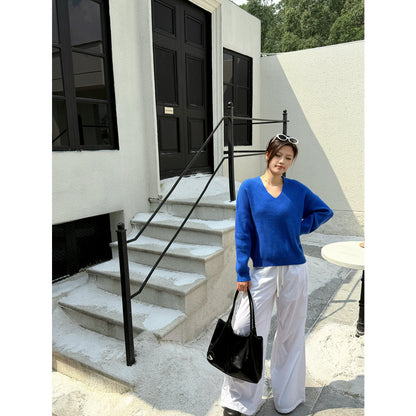 Summer Thin Lazy Feeling V-neck Loose Sun Protection Knit Sweater For Women