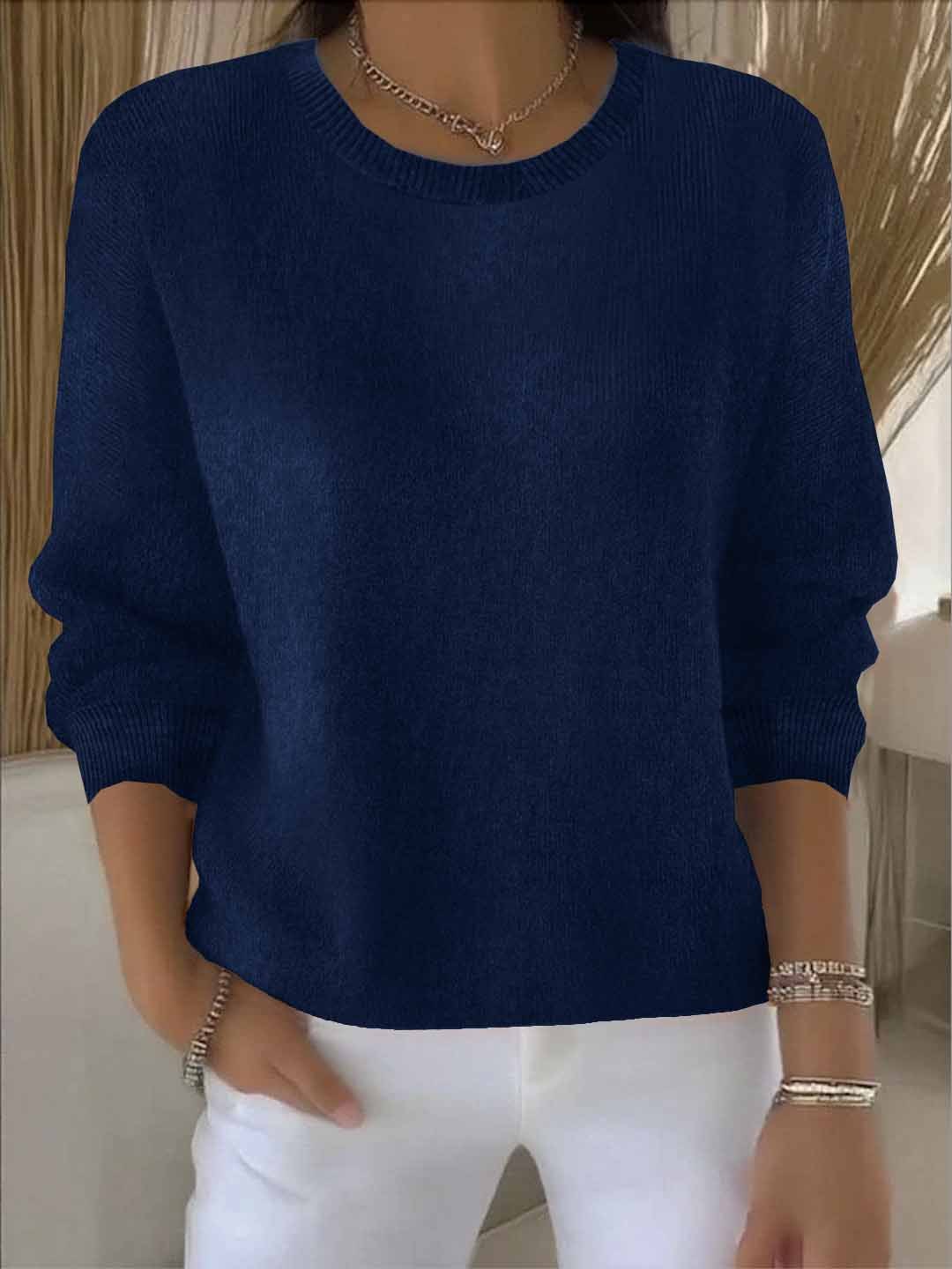 Women's Solid Color Long Sleeve Sweater