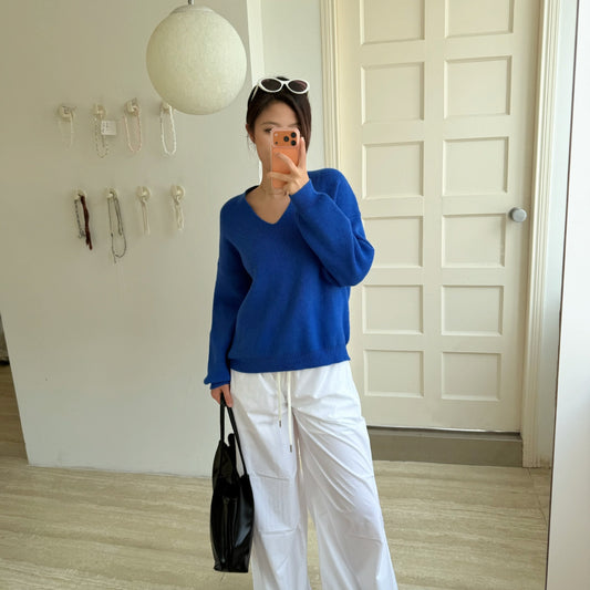 Summer Thin Lazy Feeling V-neck Loose Sun Protection Knit Sweater For Women