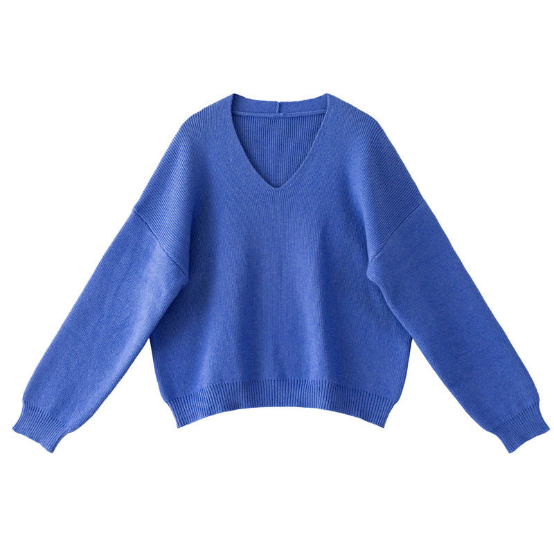 Summer Thin Lazy Feeling V-neck Loose Sun Protection Knit Sweater For Women