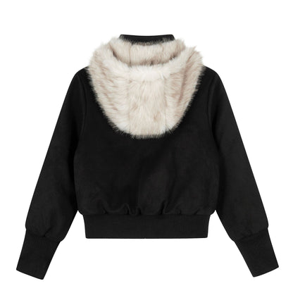 Retro Spicy Girl Slim-fit Stand-collar Hooded Jacket