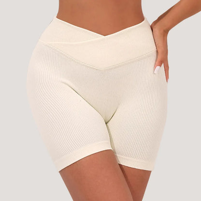 Custom Logo Yoga Gym Running Ribbed Shorts Cross Waist Breathable Women Sexy Club Printed Spandex Yoga Shorts Clothing Shorts