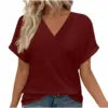 Y Spring and summer new cotton women's loose oversized V-neck solid color short sleeved T-shirt  T885