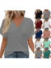 Y Spring and summer new cotton women's loose oversized V-neck solid color short sleeved T-shirt  T885