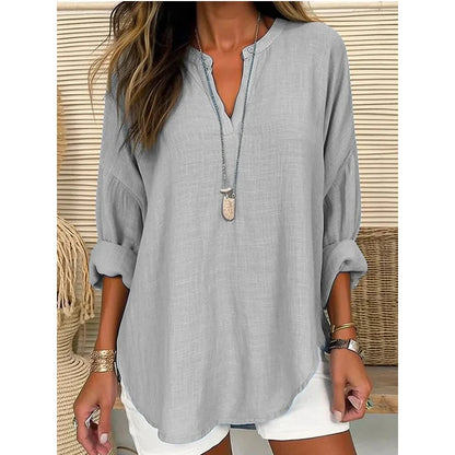 S-5XL Spring Plus Size Women Blouses White V-neck Long Sleeve Loose Shirt Female Spring Elegant Casual Trendy Ladies Clothes