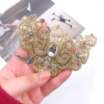 New Shining Elegant Bridal Wedding Party Shoes Accessories For high Heels Flats Slipper Shoes Rhinestone Shoe Decorations flower