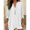S-5XL Spring Plus Size Women Blouses White V-neck Long Sleeve Loose Shirt Female Spring Elegant Casual Trendy Ladies Clothes
