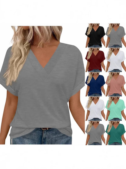 V Summer New Cross border European and American Women's Printed Women's Top T-shirt YY172