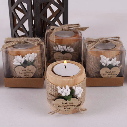 6/12/24PCS Guest Gift Candle for Wedding Wooden Tealight Candle Holders Bridal Shower Thank You Gifts for Baby Shower
