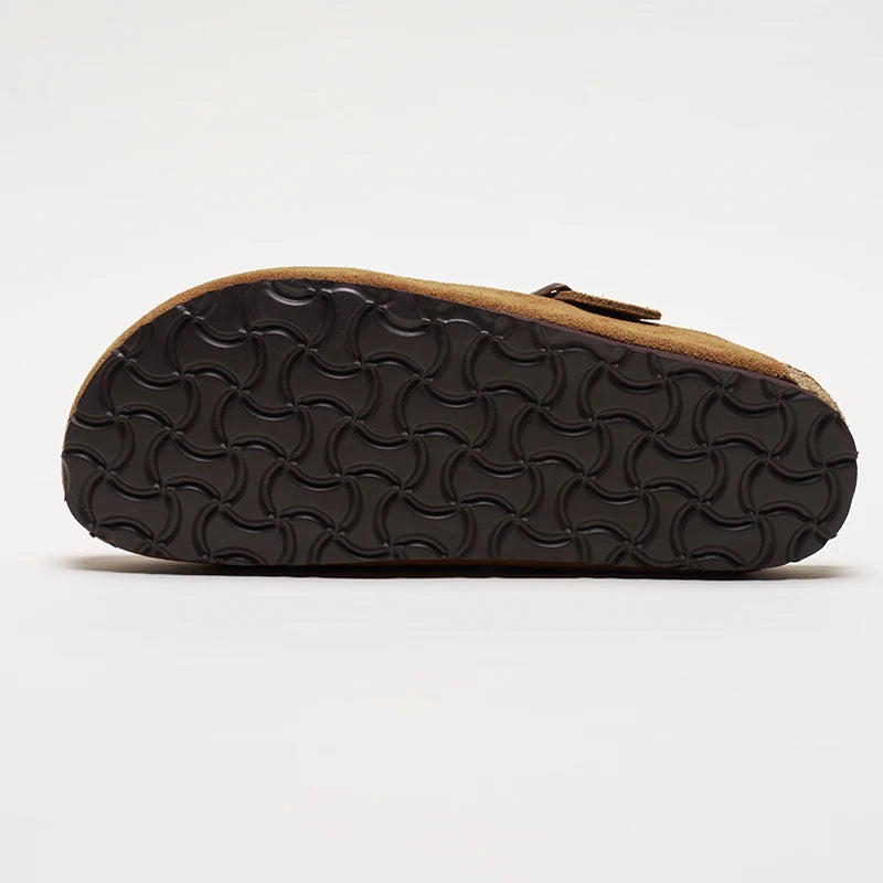 Birks Boston Soft Footbed Clogs - Women's Cow Suede Closed-Toe Slides |   Unisex Retro Casual Slippers