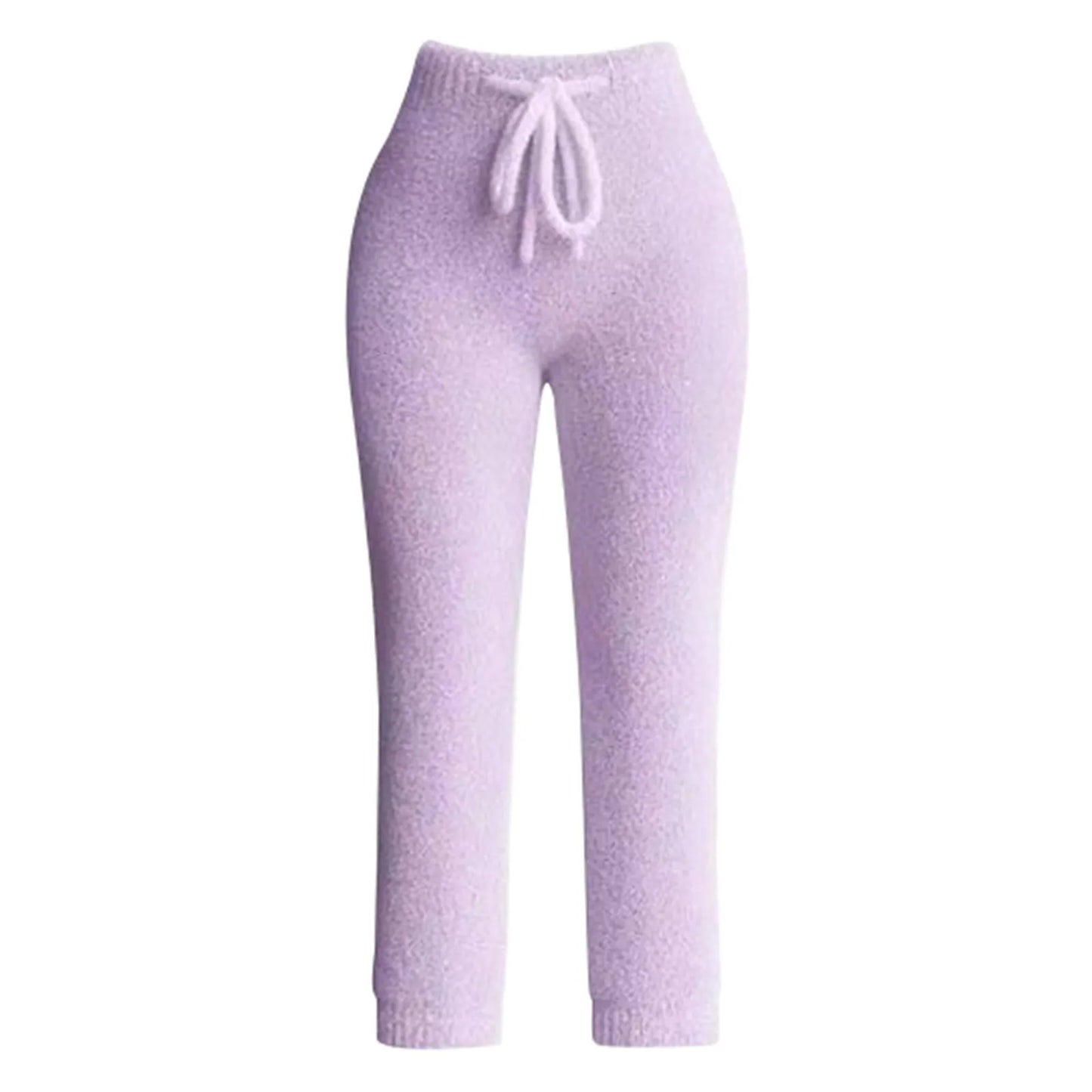 Women Lounge Pants Knitting Fleece Warm Autumn Winter Yoga Pants Butt Lifting Casual Solid Elastic Waist Workout Sweatpants