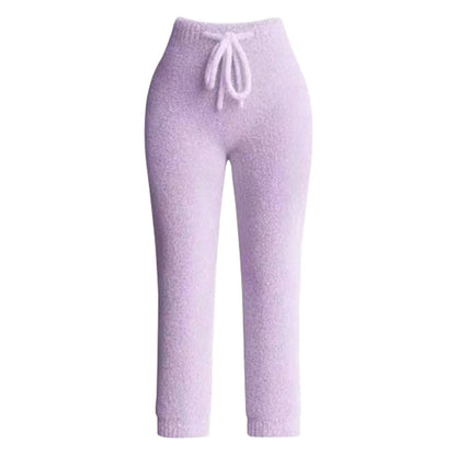 Women Lounge Pants Knitting Fleece Warm Autumn Winter Yoga Pants Butt Lifting Casual Solid Elastic Waist Workout Sweatpants