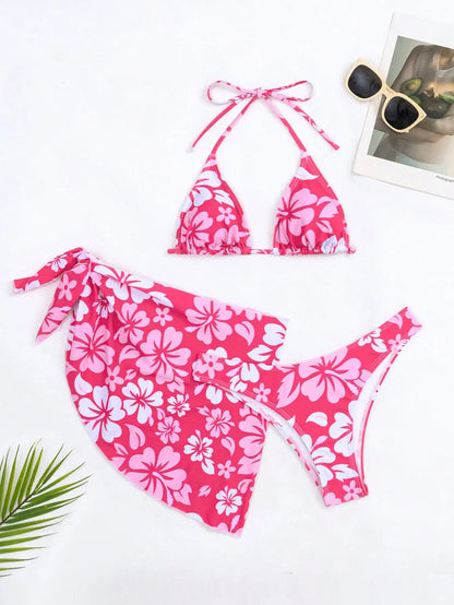 European and American Sexy Swimsuit Skirt Bikini Three-Piece Set