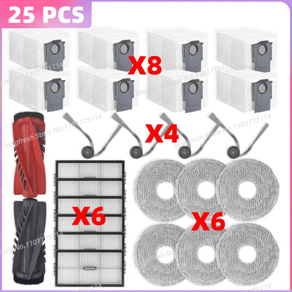 Fit For ( Roborock Saros 10R / S9 MaxV Slim ) Parts Main Side Brush HEPA Filter Mop Cloth Dust Bag