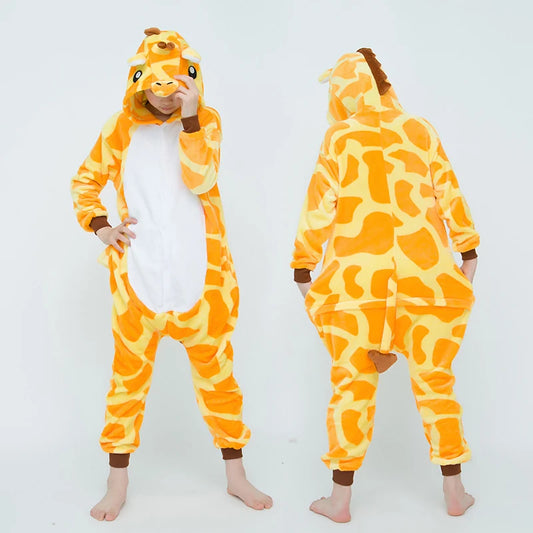 Girls Boys Cartoon Onesies Kids Children Cute Giraffe Animal Pajamas Kigurumi Cosplay Costumes For Christmas Halloween Party