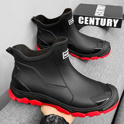 Waterproof Cross-Border Men's Rain Shoes Fashionable Short Socks Thickened Warm Rubber Work Anti-Slip Fishing Kitchen Rain Boots