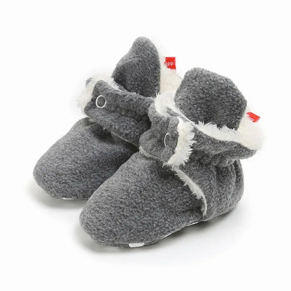 Meckior Baby Socks Shoe Winter Baby Boy Girl Booties Soft Toddler First Walkers Anti-slip Warm Fluff Infant Crib Shoes Socks