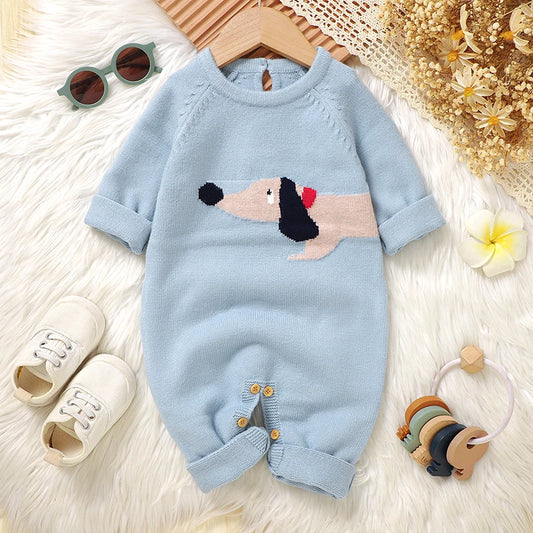 Newborn Baby Rompers Autumn Winter Long Sleeve O-Neck Infantil Boys Girls Knitted Jumpsuts 0-18 Months Toddler Outfits Playsuits