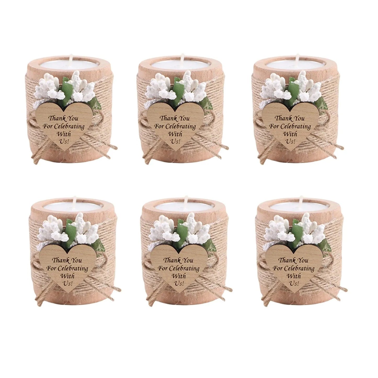 6/12/24PCS Guest Gift Candle for Wedding Wooden Tealight Candle Holders Bridal Shower Thank You Gifts for Baby Shower