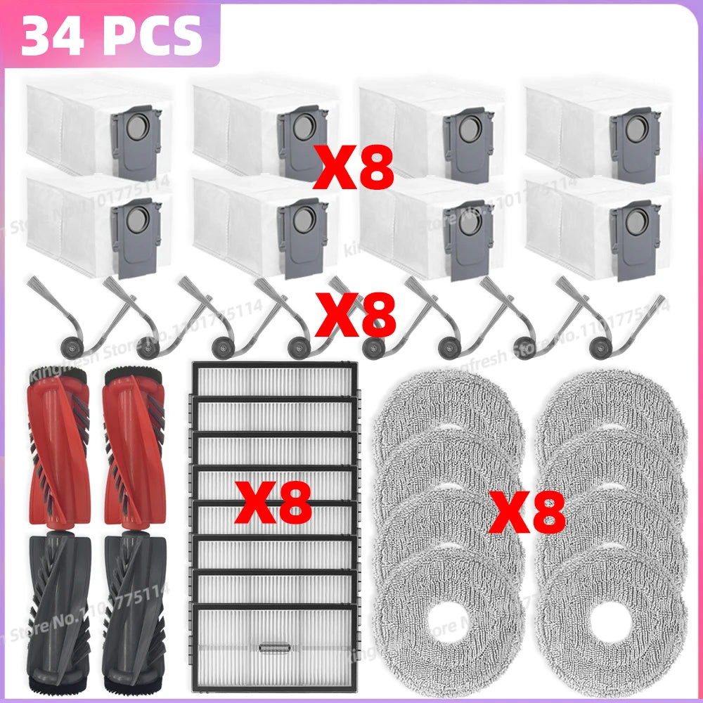 Fit For ( Roborock Saros 10R / S9 MaxV Slim ) Parts Main Side Brush HEPA Filter Mop Cloth Dust Bag