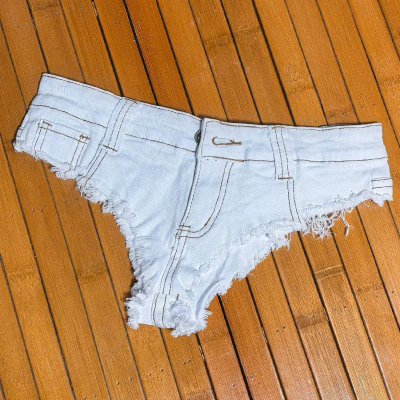 Y2k Denim Skinny Jean Shorts Women Nightclub Sexy Hole Low Waist Super Shorts Hot Pants European and American