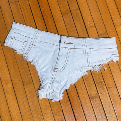 Y2k Denim Skinny Jean Shorts Women Nightclub Sexy Hole Low Waist Super Shorts Hot Pants European and American