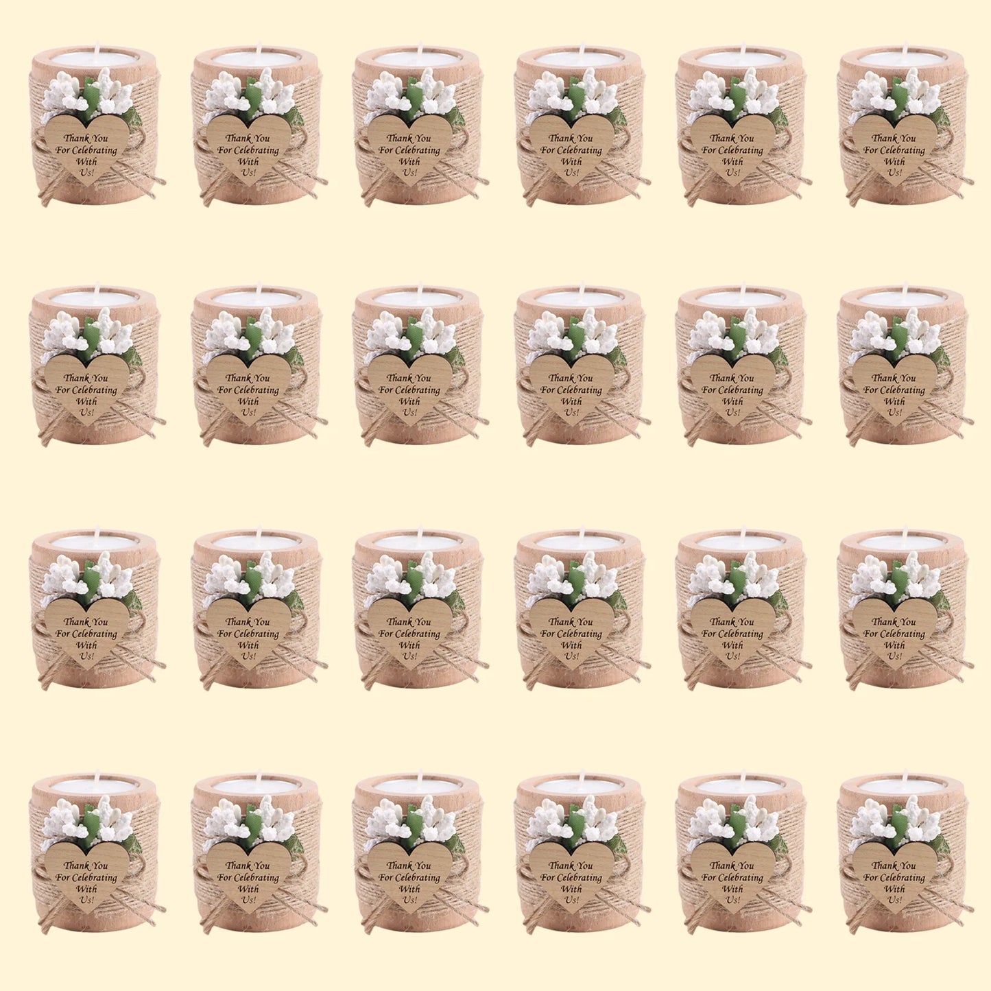 6/12/24PCS Guest Gift Candle for Wedding Wooden Tealight Candle Holders Bridal Shower Thank You Gifts for Baby Shower