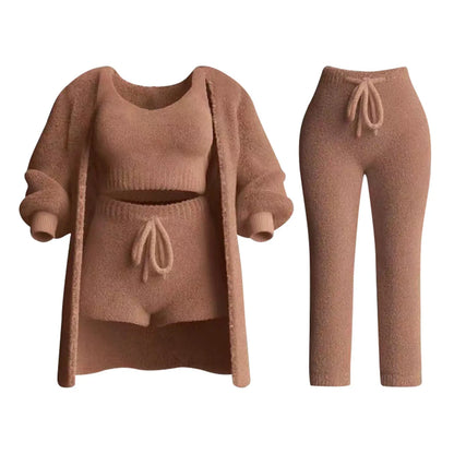 Women Lounge Pants Knitting Fleece Warm Autumn Winter Yoga Pants Butt Lifting Casual Solid Elastic Waist Workout Sweatpants