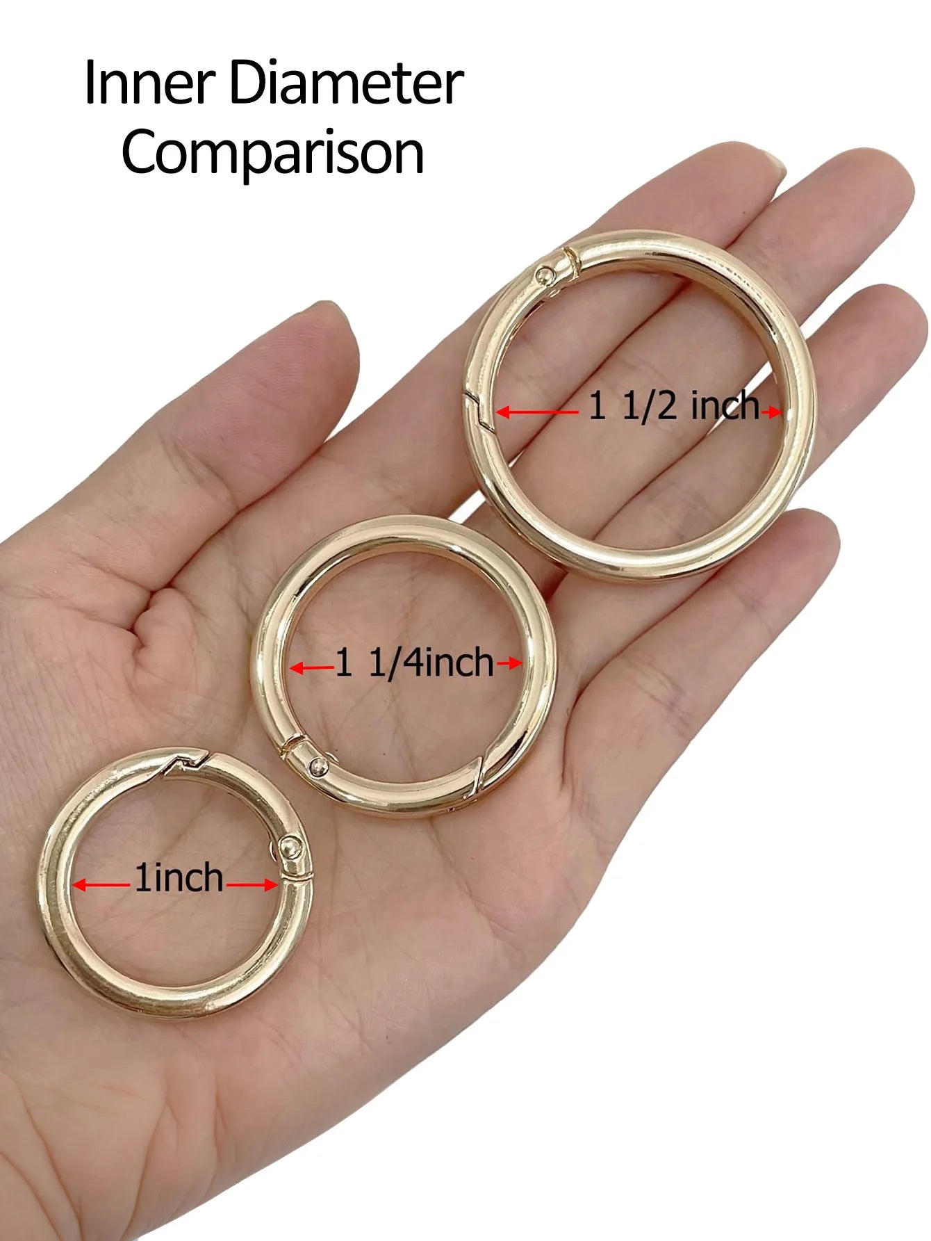 2Pcs Thick O Ring for Purse Strap Spring Rings 1/1.25/1.5 Inch Diameter Handbag And Key Accessory Holder Light Gold/Silver