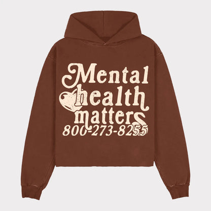 Mental Health Matters Graphic Print Pullover Hoodie Mens Oversized Street Trend Style Hoodie Causal Sweatshirt for Adult&Kid