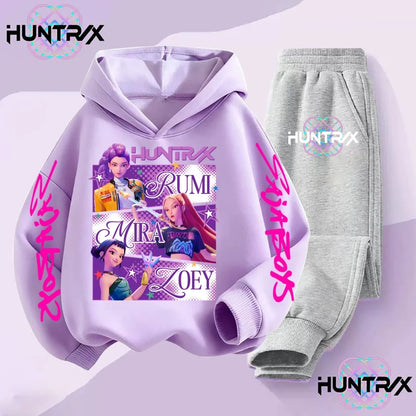 Children Hoodies Sets Kpop Demon Hunters Saja Boys Pullover Girls Boys Sweatshirts Anime Trucksuit Autumn Casual Kids Clothes