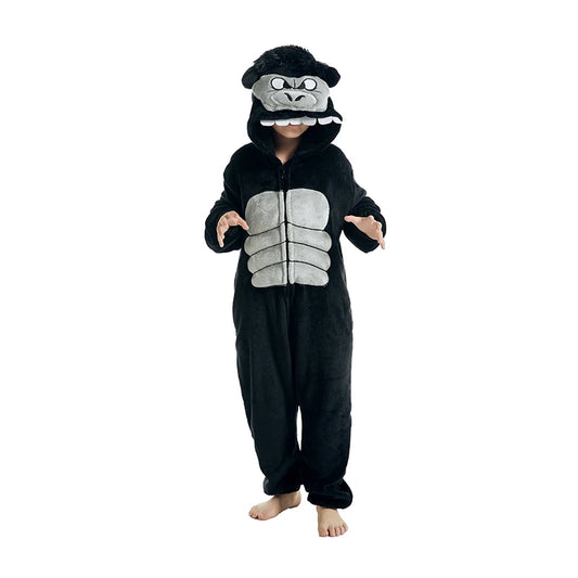 Kigurumi Girls Boys Cartoon Sleepwear Kids Children Cute King Kong Onesies Animal Flannel Pajamas For Christmas Halloween Party
