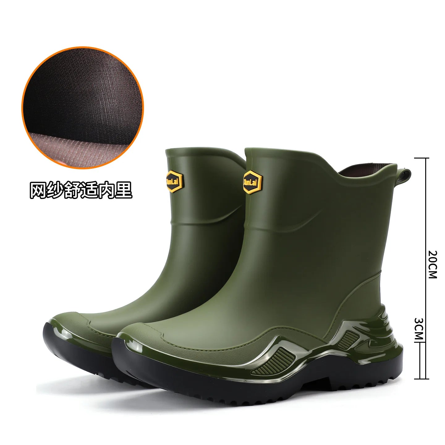 Trendy Men's Medium and Short Tube Rain Boots Outdoor Sports Rubber Shoes Thickened Widened Non-slip Comfortable Rain Boots New