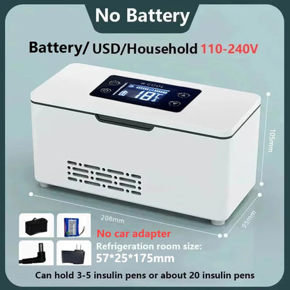 110-240V Portable Insulin Small Refrigerator 0-18℃ Refrigeration USB Rechargeable 12V 24V Car For Home Use WIth A Battery