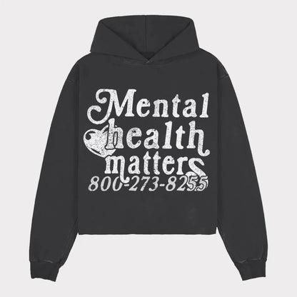 Mental Health Matters Graphic Print Pullover Hoodie Mens Oversized Street Trend Style Hoodie Causal Sweatshirt for Adult&Kid