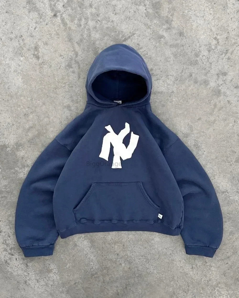 Y2K Harajuku Blue Fashion Letter Pattern Printed Hooded Sweatshirt Men And Women Trend Hip-Hop Casual Loose Zipper Sweatshirt