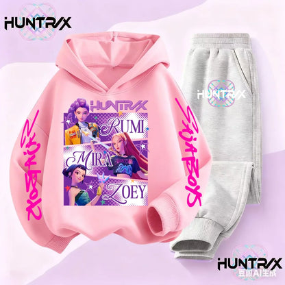 Children Hoodies Sets Kpop Demon Hunters Saja Boys Pullover Girls Boys Sweatshirts Anime Trucksuit Autumn Casual Kids Clothes