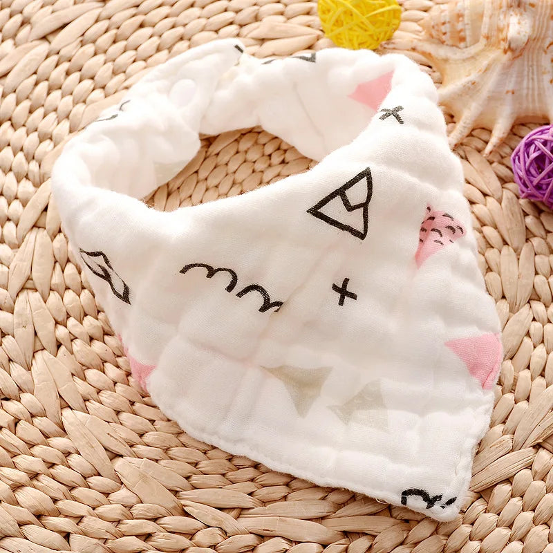 5Pcs Muslin Baby Bibs 100% Natural Cotton Soft Baberos Bebe Animal Bandana Infant Smock Burp Cloth Feeding Saliva Drool Towel
