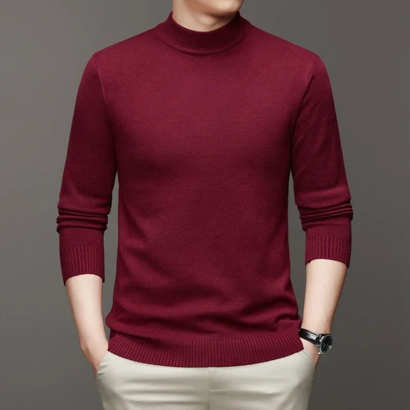 Men's Mock Turtleneck Sweater Men's Knitting Pullovers Rollneck Sweater Winter Warm Men Jumper Slim Fit Casual Streetwear