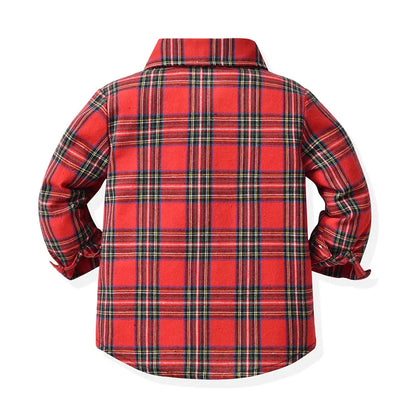 Autumn Winter Boys Formal Costume Suits Children Long Sleeved Plaid Shirt Rompers Christmas Gown Kids Birthday Carnival Clothing