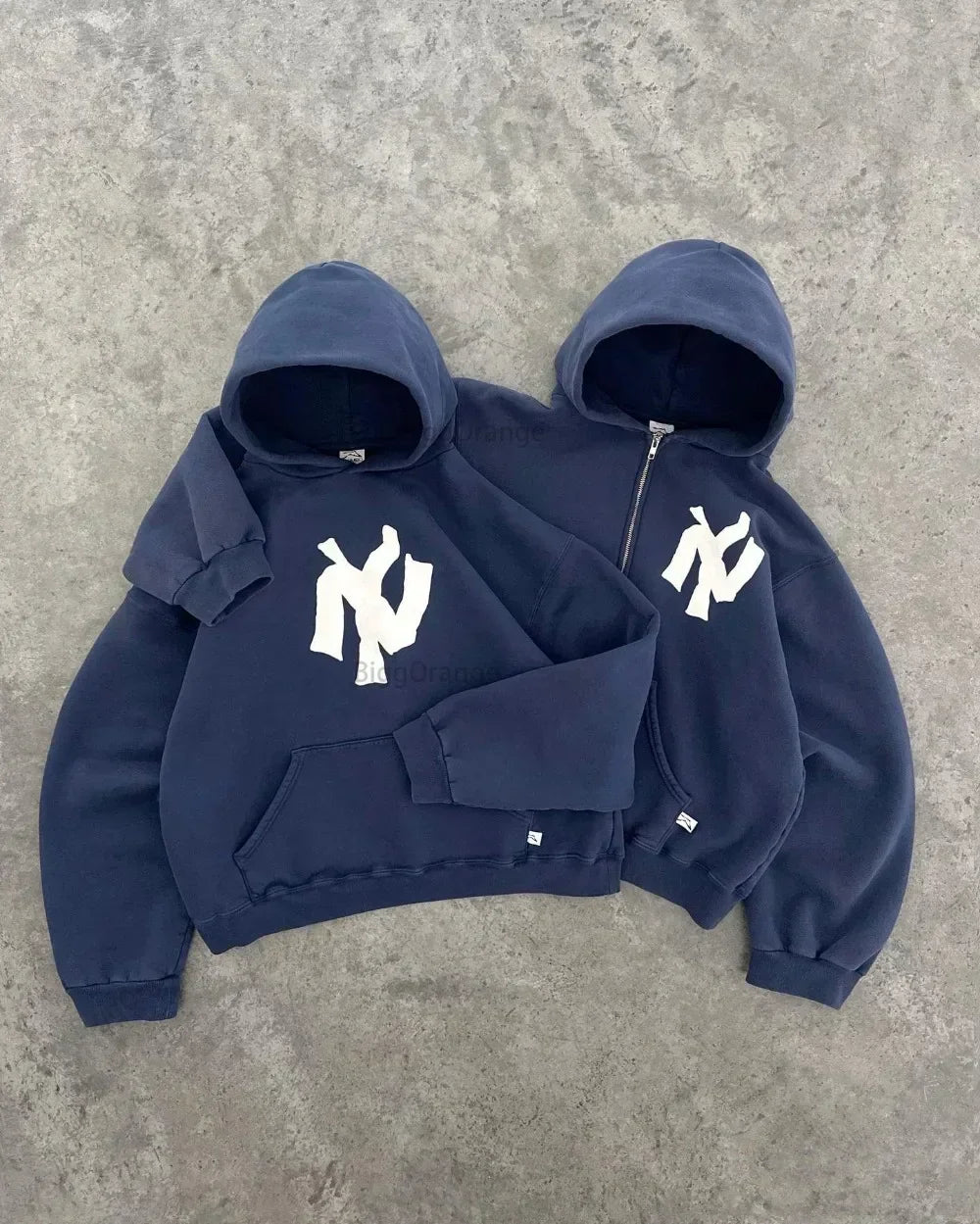 Y2K Harajuku Blue Fashion Letter Pattern Printed Hooded Sweatshirt Men And Women Trend Hip-Hop Casual Loose Zipper Sweatshirt