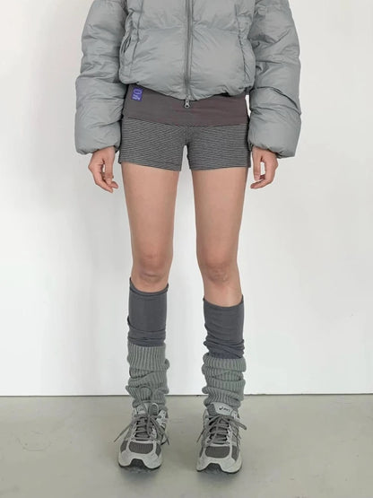 HOUZHOU Korean Style Striped Shorts Women Elastic Y2k Gothic Gyaru Short Pants Casual Summer High Waist Slim Up Shorts Street