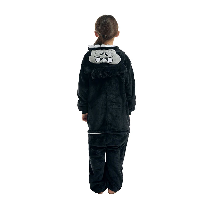 Kigurumi Girls Boys Cartoon Sleepwear Kids Children Cute King Kong Onesies Animal Flannel Pajamas For Christmas Halloween Party